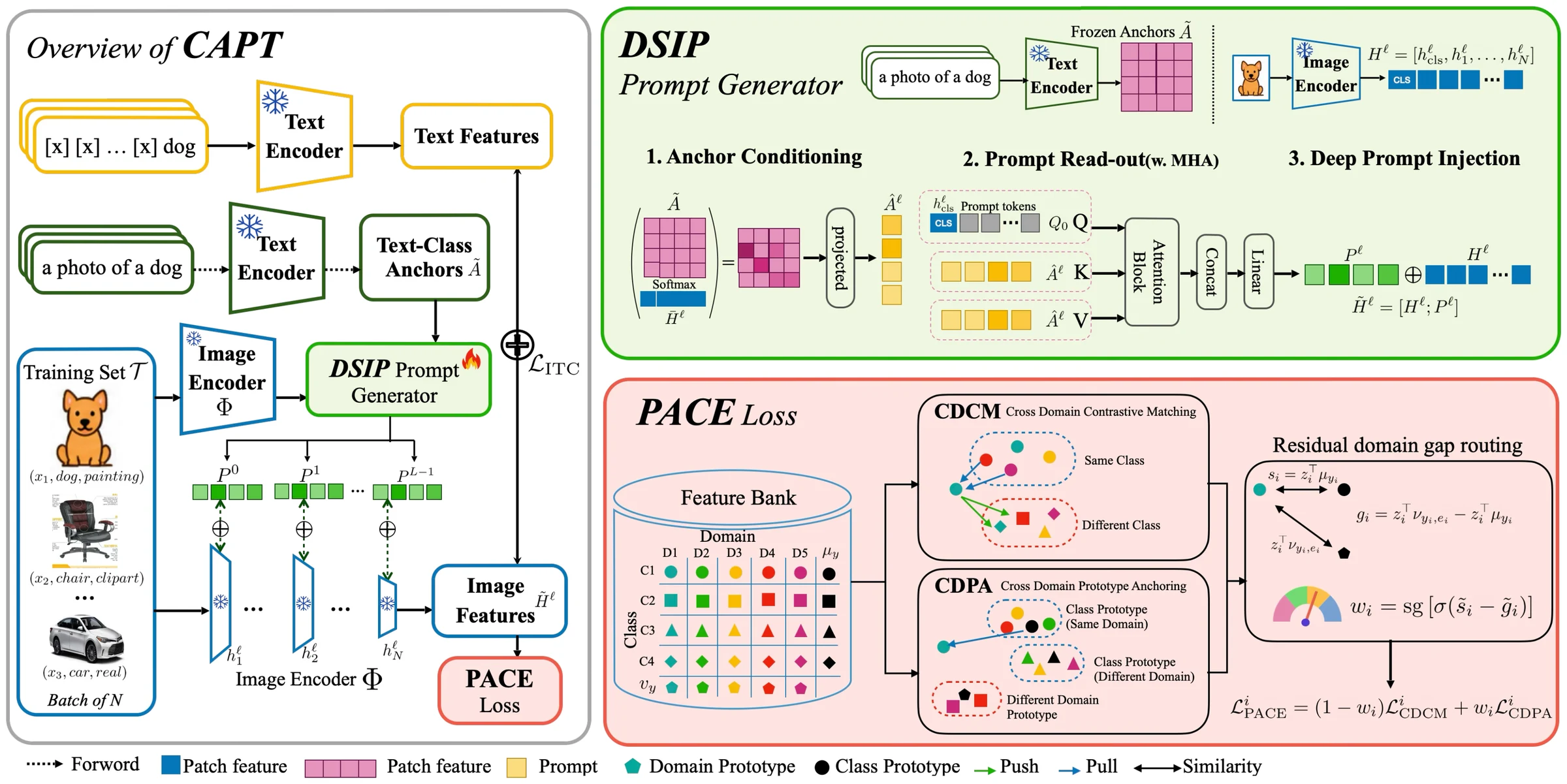 CAPT overview: DSIP prompt generator and PACE loss